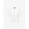 Me And Em And Em Womens Soft White Cotton-linen Bouclé Knitted Top
