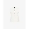 Me And Em And Em Womens Soft White Henley Ribbed Knitted Vest Top In Soft White