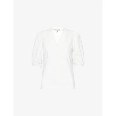 Me And Em And Em Womens Soft White Puff-sleeve Stretch-cotton T-shirt