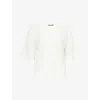 Me And Em And Em Womens Soft White Round-neck Short-sleeve Knitted Top Xs In White