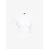Me And Em And Em Womens Ruffle Shirred Cotton Top Soft White In Soft White