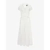 Me And Em Womens  V-neck Cap-sleeve Cotton-broderie Maxi Dress In Soft White