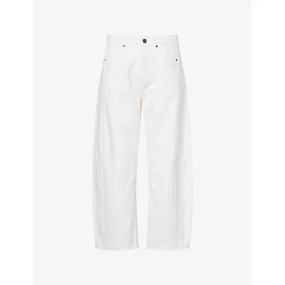Me And Em And Em Womens Soft White Wash Cropped Wide-leg Denim Jeans