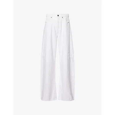 Me And Em And Em Womens Soft White Wash Exaggerated Tapered Cotton Jeans