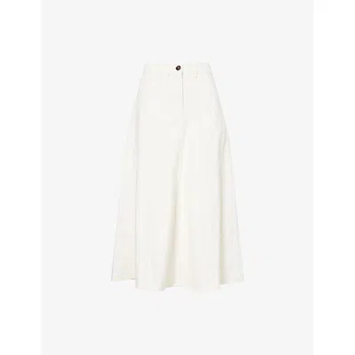 Me And Em And Em Womens Soft White Wash Panelled A-line Denim Maxi Skirt