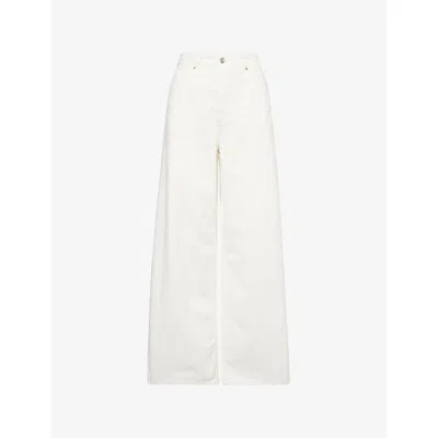 Me And Em And Em Womens Soft White Wash Relaxed Baggy Wide-leg Denim Jeans