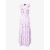 Me And Em Womens  Ruffle Tulip-print Cotton Maxi Dress In Soft White/sherbet L