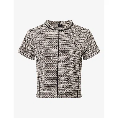 Me And Em And Em Womens Soft-tweed Cotton-blend Top Brown Multi