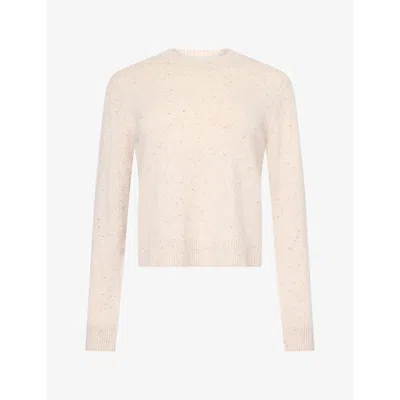 Me And Em And Em Womens Speckled Crew-neck Cashmere Jumper Cream Speckle