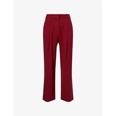Me And Em And Em Womens Ultra Red Statement Pleated Wide-leg Woven Trousers