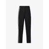 Me And Em And Em Womens Black Stripe-trim Wide-leg Woven Trousers In Blue