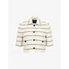 Me And Em Womens  Striped Cotton-blend Cropped Jacket