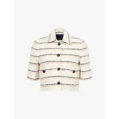 Me And Em Womens  Striped Cotton-blend Cropped Jacket