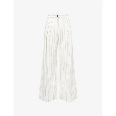 Me And Em And Em Womens Multi Stripe Striped Pleated Wide-leg Cotton Trousers