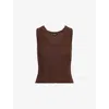 Me And Em And Em Womens Summer Chocolate Bouclé Cotton-linen Knitted Vest Top Xs
