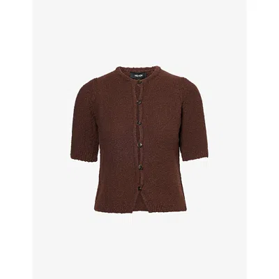 Me And Em And Em Womens Summer Chocolate Cotton-linen Bouclé Knitted Top
