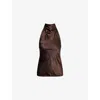 Me And Em And Em Womens Summer Chocolate Halterneck Silk-satin Top