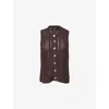 Me And Em Womens  Open-stitch Button-through Cotton-knit Vest In Summer Chocolate