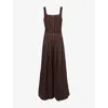 Me And Em And Em Womens Summer Chocolate The Event Ready Tailored Linen-blend Jumpsuit