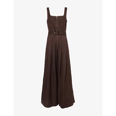 Me And Em And Em Womens Summer Chocolate The Event Ready Tailored Linen-blend Jumpsuit