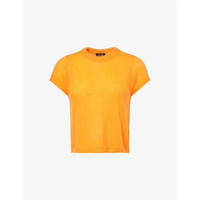 Me And Em And Em Womens Sunny Orange Straight-fit Cashmere, Silk And Merino-wool Knitted T-shirt