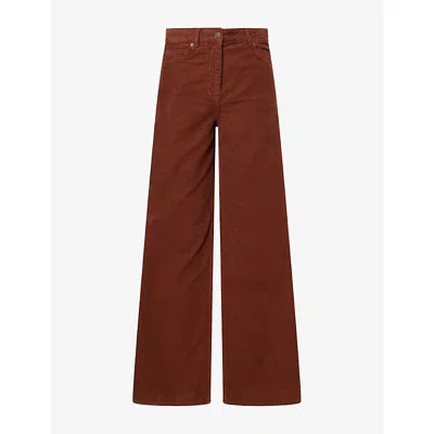 Me And Em And Em Womens Super Wide-flare Cotton Cord Trousers Pecan Brown