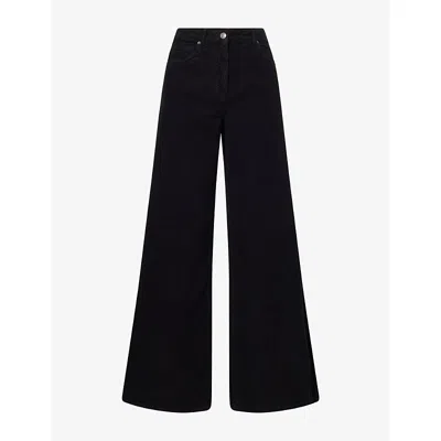 Me And Em And Em Womens Super Wide-flare Cotton-cord Trousers Black Wash