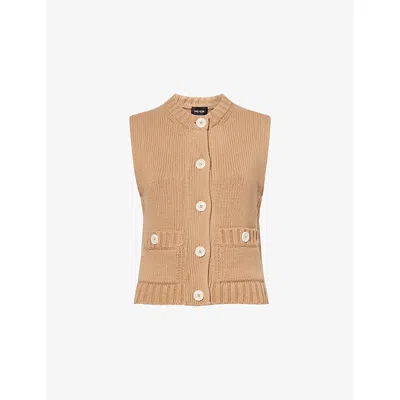 Me And Em And Em Womens Tan Sleeveless Knitted Cotton Vest In Brown
