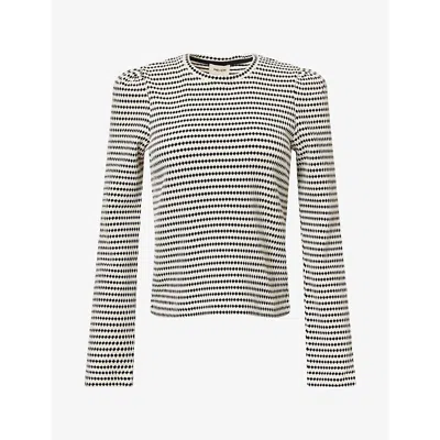 Me And Em And Em Womens Textured Striped Cotton-blend Top Cream/black