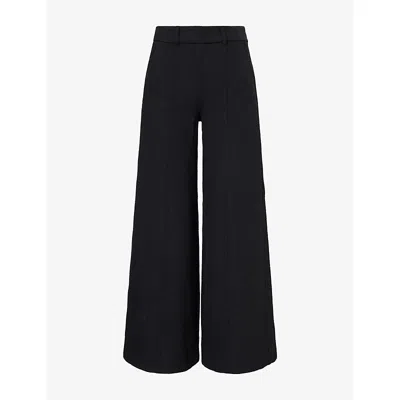 Me And Em And Em Womens Textured Wide-leg Woven Trousers Black In Blue