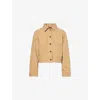 Me And Em Womens  Pointed-collar Striped Cotton Jacket In Toffee Ecru