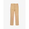 Me And Em And Em Womens Striped Tapered-leg Cotton Trousers Toffee Ecru In Toffee Ecru