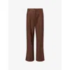 Me And Em And Em Womens Toffee Pinstripe Straight-leg Stretch-woven Trousers In Brown