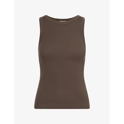 Me And Em And Em Womens Ultimate Crewneck Stretch-cotton Vest Rich Olive Green