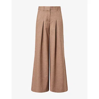 Me And Em And Em Womens Ultimate Wide-leg Twill Trousers Pecan Brown Multi