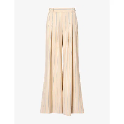 Me And Em And Em Womens Ultra Wide-leg Stripe Wool-blend Trousers Pale Stone