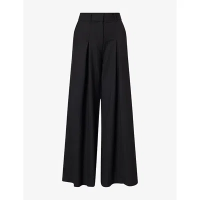 Me And Em And Em Womens Ultra Wide-leg Wool-blend Trousers Black