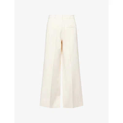 Me And Em And Em Womens Forever Summer Flared Stretch-woven Trousers Vanilla