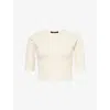 Me And Em And Em Womens Vanilla Raglan-sleeve Cropped Cotton-jersey Top