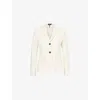 Me And Em And Em Womens Sharp-shoulder Notch-lapels Stretch-woven Blazer Vanilla