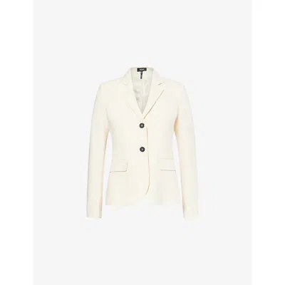 Me And Em And Em Womens Sharp-shoulder Notch-lapels Stretch-woven Blazer Vanilla