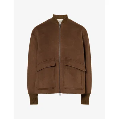 Me And Em And Em Womens Varsity Swing Wool-blend Jacket Bronzed Brown