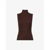 Me And Em And Em Womens Warm Chocolate Barely There Ribbed Fine-knit Wool And Cashmere Vest