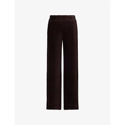 Me And Em And Em Womens Warm Chocolate Fluid Velour-cord Palazzo Trousers In Black