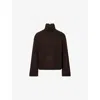 Me And Em And Em Womens Warm Chocolate High-neck Relaxed-fit Bouclé Wool-blend Jumper In Brown
