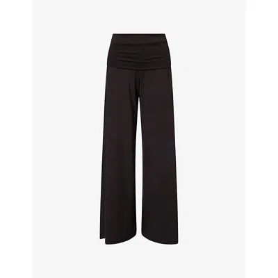 Me And Em Womens  Palazzo Wide-leg Stretch-woven Trousers In Brown