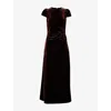 Me And Em And Em Womens Velour Draped Stretch-woven Maxi Dress Warm Chocolate