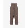 Me And Em And Em Womens Warm Chocolate/ecru Extreme Seam Striped Cotton-blend Trousers In Brown