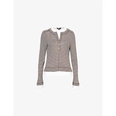 Me And Em And Em Womens Warm Chocolate/light Double-layer Striped Woven Top In Multi