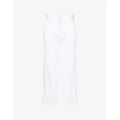 Me And Em And Em Womens White Am Pm Turn-up Cuffs Cotton-blend Trousers